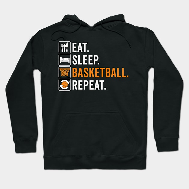 Eat sleep Basketball Repeat Funny Basketball Hoodie by unaffectedmoor